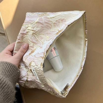 Jacquard Floral Makeup Bag Large Travel Pouch