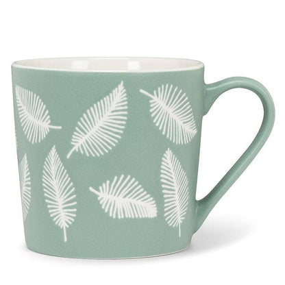 Feathery Leaves Mug-Sage-3.5"H(13oz)