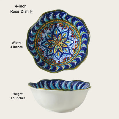 Moroccan Hexagon & Rose Ceramic Pinch Bowls (4-inch)