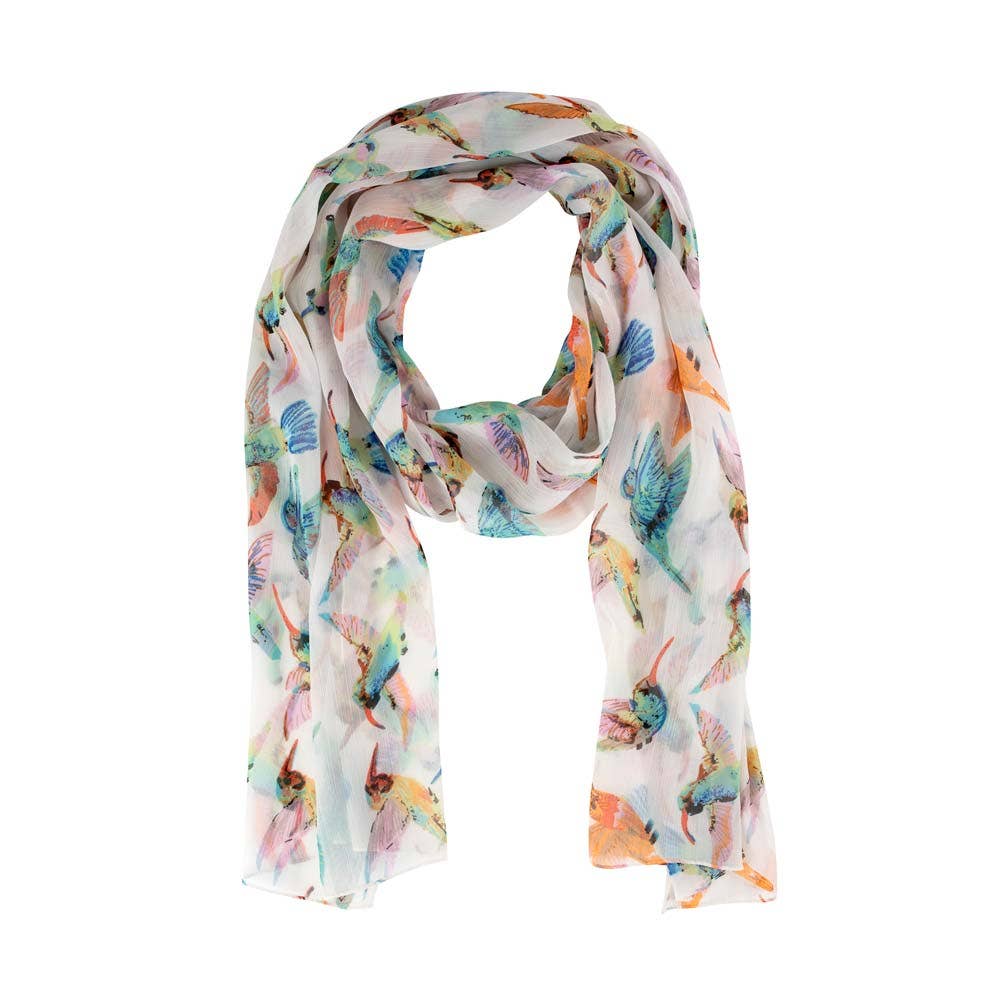 Handcrafted Hummingbird Scarf Chiffon