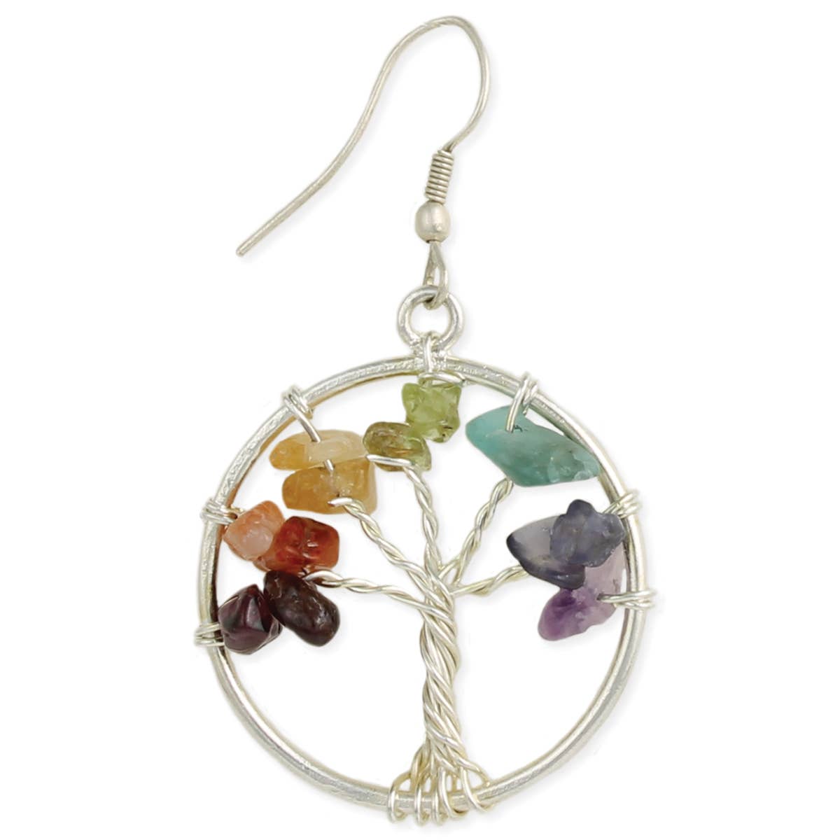 Agate Chip Silver Tree Earring