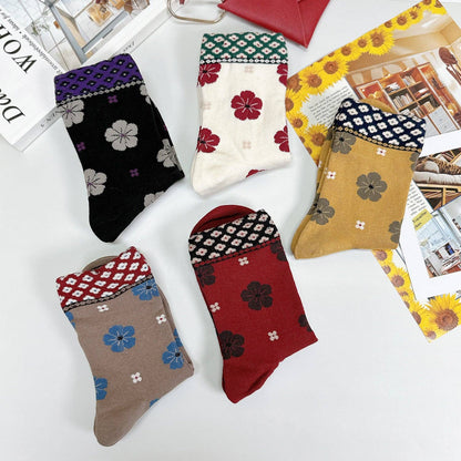 Women's Flower Pattern Crew Socks