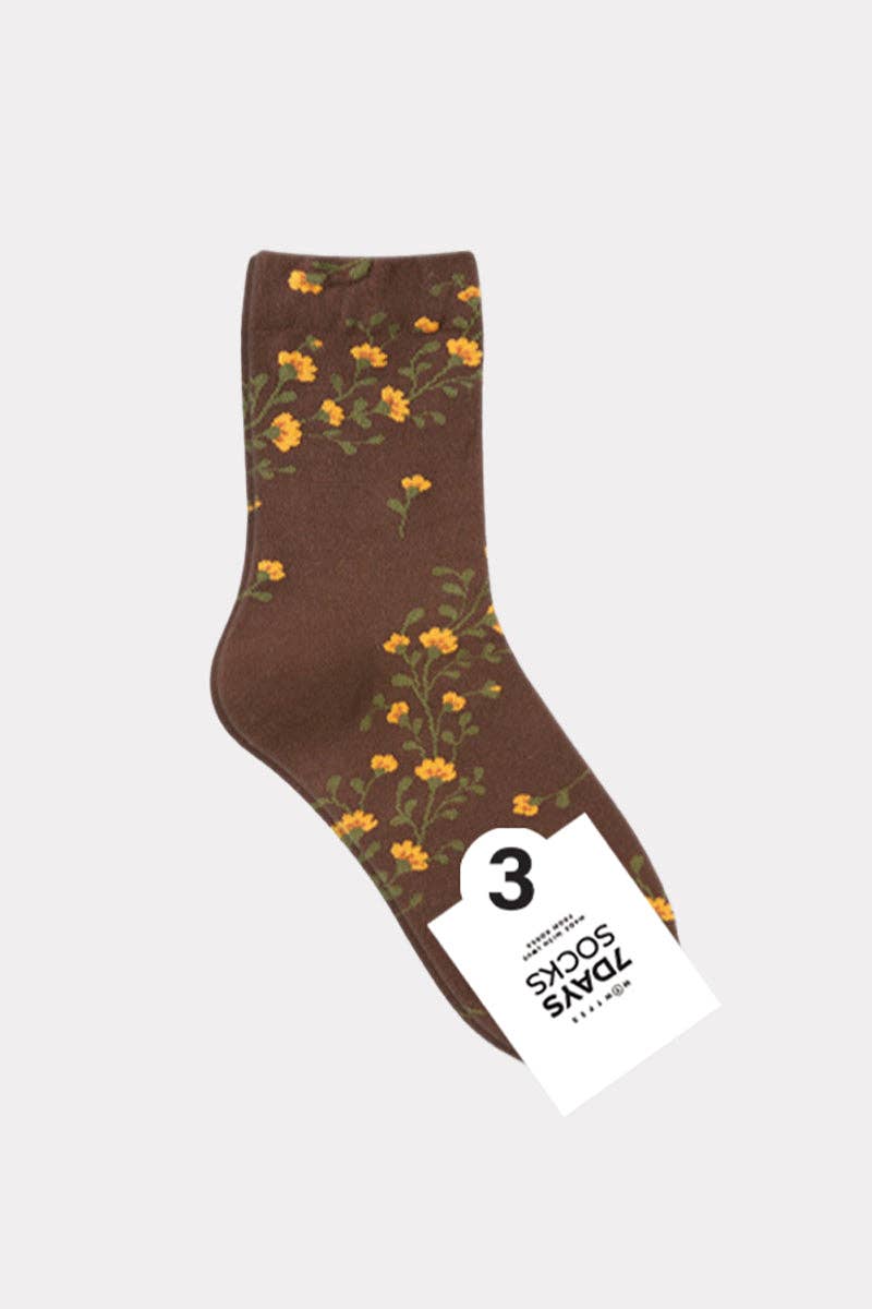 Women's Crew Twist Flower Socks