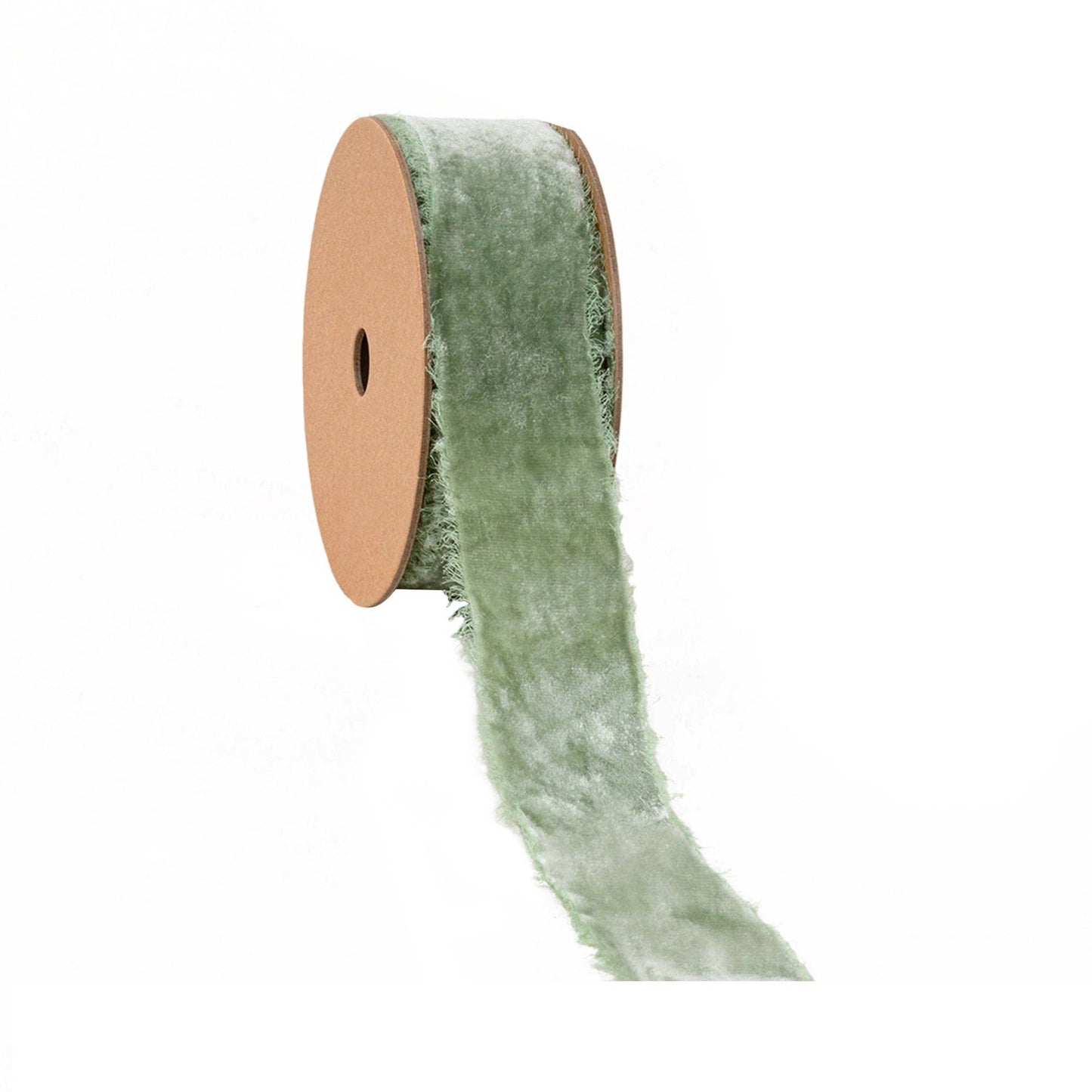 1 1/2" Frayed Velvet | Sage Green | 5 Yard Roll