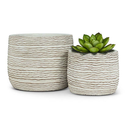 Large White Wavy Ripple Planter