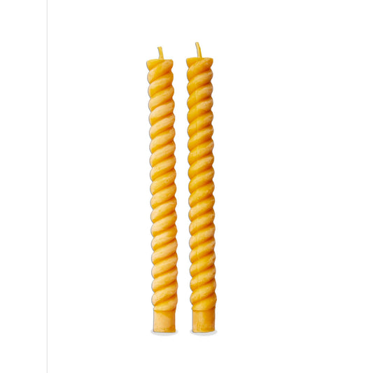 Beeswax Spiral 10" Taper Candles Set of 2