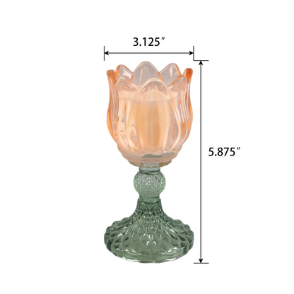 Iridescent Tulip Pedestal Glass Candle 5.88"