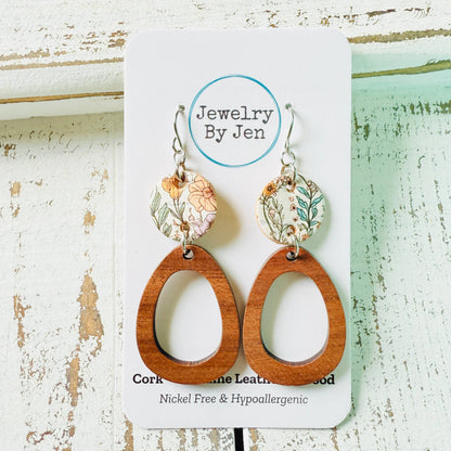 Wood Oblong & Calming Meadow Earrings