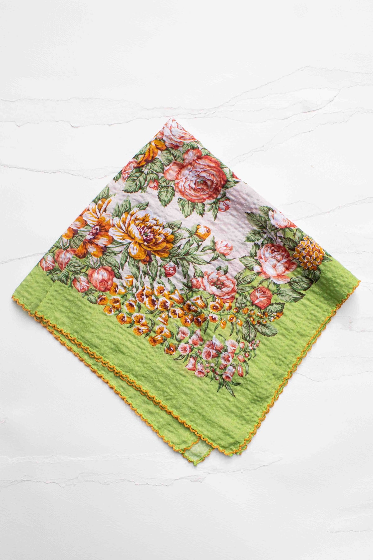 Vintage Garden Floral Square Scarf