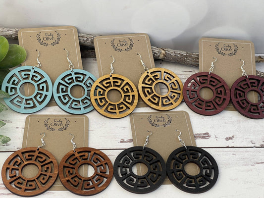 Discover the Exquisite Aura of Ornate Wood Mandala Earrings