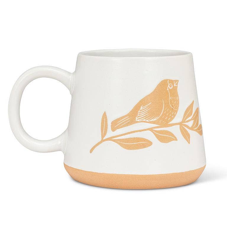 Oversized Mug with Birds on Branch-4"H(17oz)