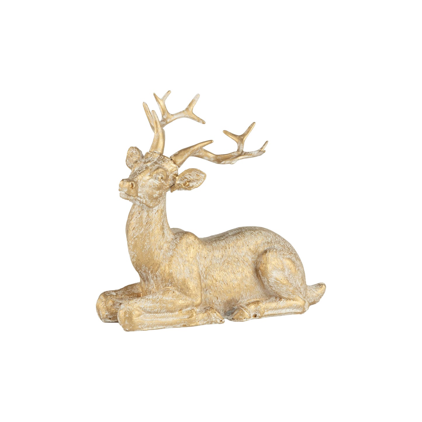 Tabletop Resting Deer Gold& White Wash 5.5"
