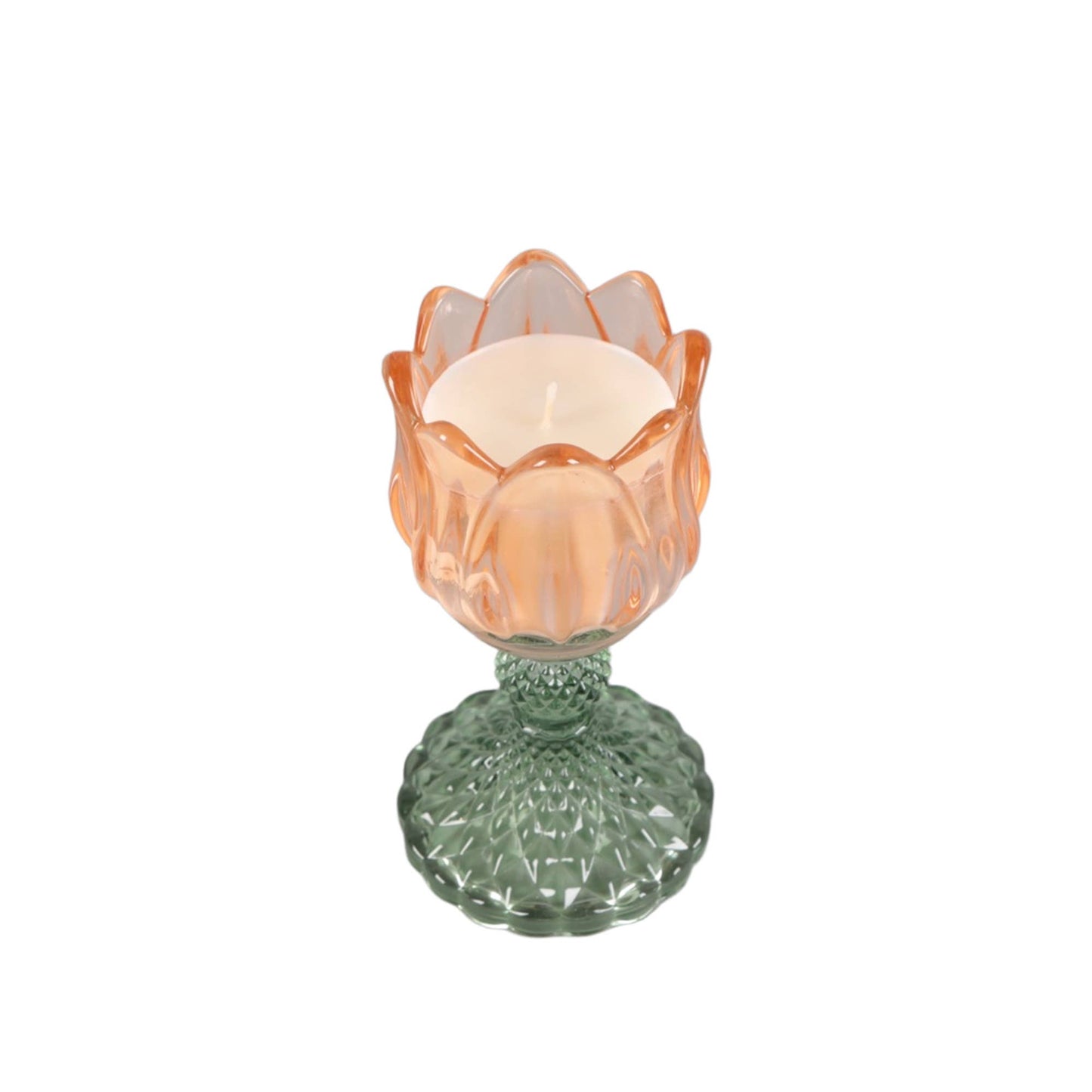 Iridescent Tulip Pedestal Glass Candle 5.88"