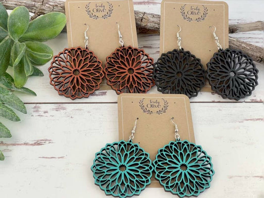 Discover the Beauty of Lightweight Wooden Mandala Boho Earrings