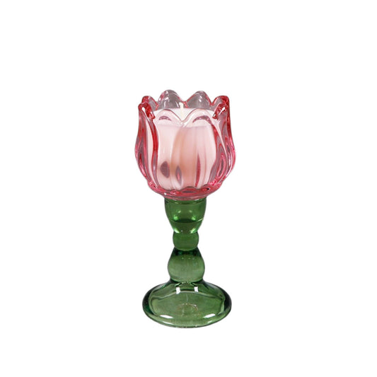 Iridescent Tulip Wine Glass Candle 6.25"