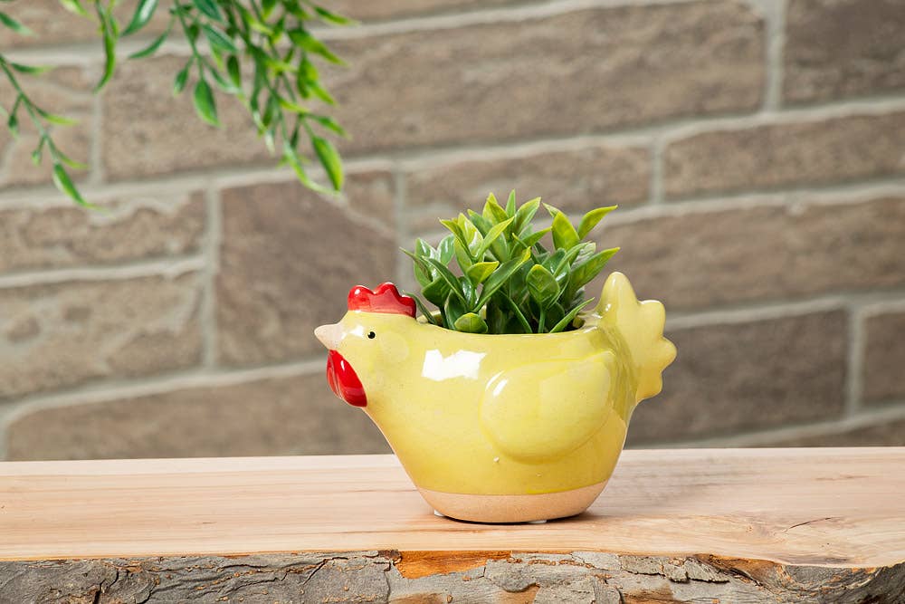 Yellow Chicken Planter 5"