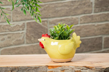 Yellow Chicken Planter 5"