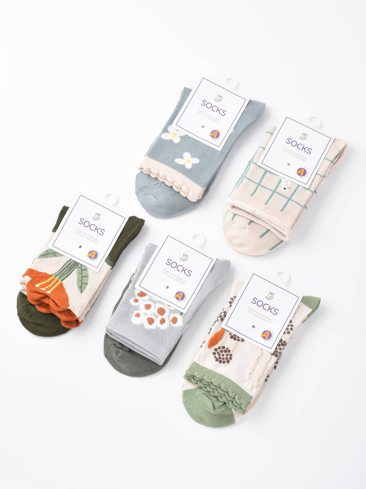 Rufia - Floral Lace Trim Mid-Calf Socks