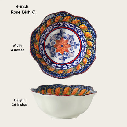 Moroccan Hexagon & Rose Ceramic Pinch Bowls (4-inch)