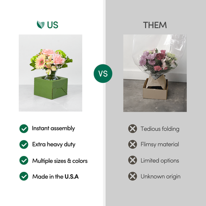50PK - 6.5"L Pop Up Floral Delivery Box for Vase Transport