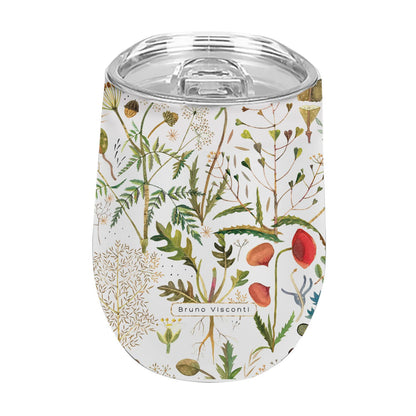 Stemless Insulated Wine Tumbler 12 oz.  - Greens and Flowers