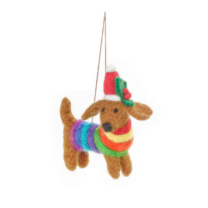 Handmade Felt Festive Rainbow Dog Pride