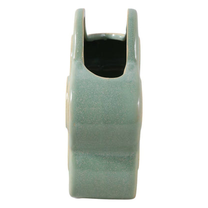 Green Ceramic Sculpted Flower Pencil Cup 6"