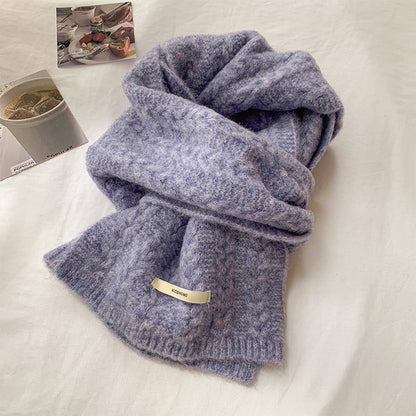 Avocado Green Wool Cable Knit Winter Scarf