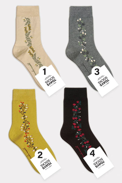 Women's Crew Vintage Vine Flower Socks