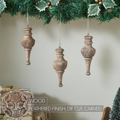 Rustic Finial Ornament Feathered Finish 6.5x2.5x2.5