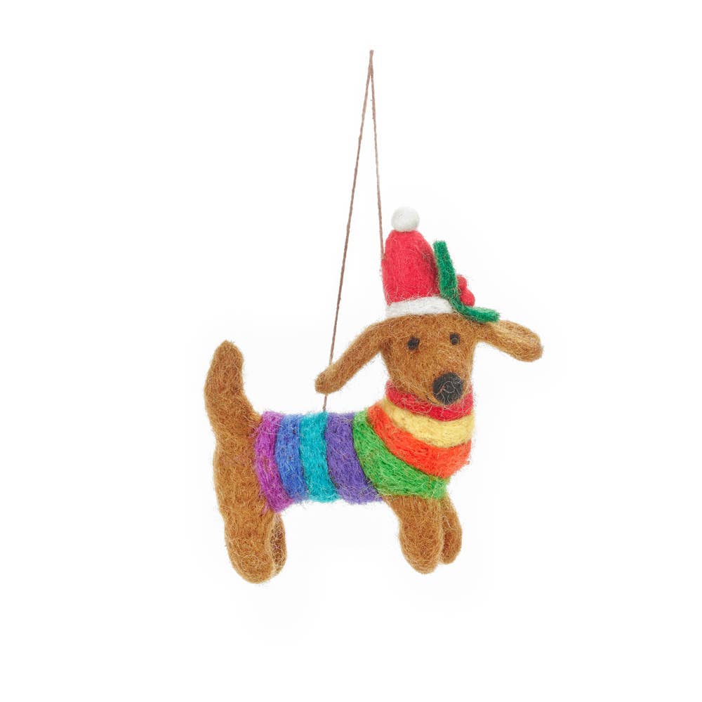 Handmade Felt Festive Rainbow Dog Pride