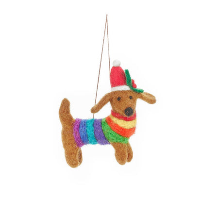 Handmade Felt Festive Rainbow Dog Pride