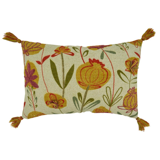 Embroidered Flowers Design Pillow