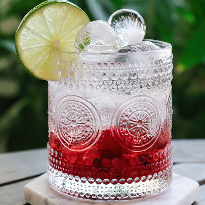 10 oz. Hobnail Beaded Floral Clear Drinking Glasses (Set of
