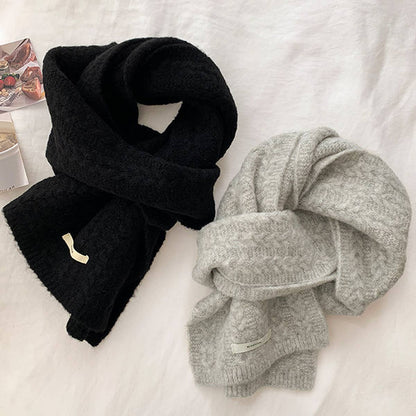Avocado Green Wool Cable Knit Winter Scarf