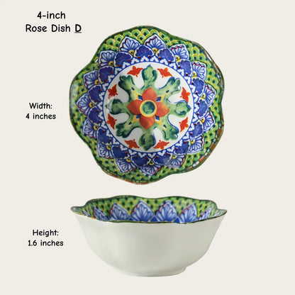 Moroccan Hexagon & Rose Ceramic Pinch Bowls (4-inch)