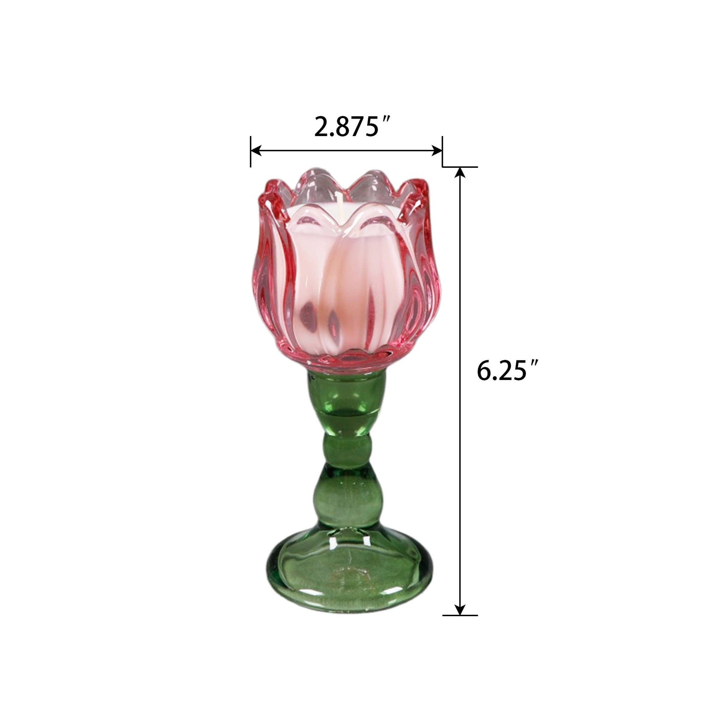 Iridescent Tulip Wine Glass Candle 6.25"