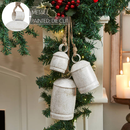 White Washed Gold Glitter Metal Bell Set 3pc