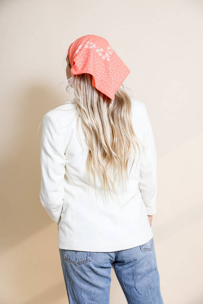 Coral Floral and Dot Cotton Neckerchief