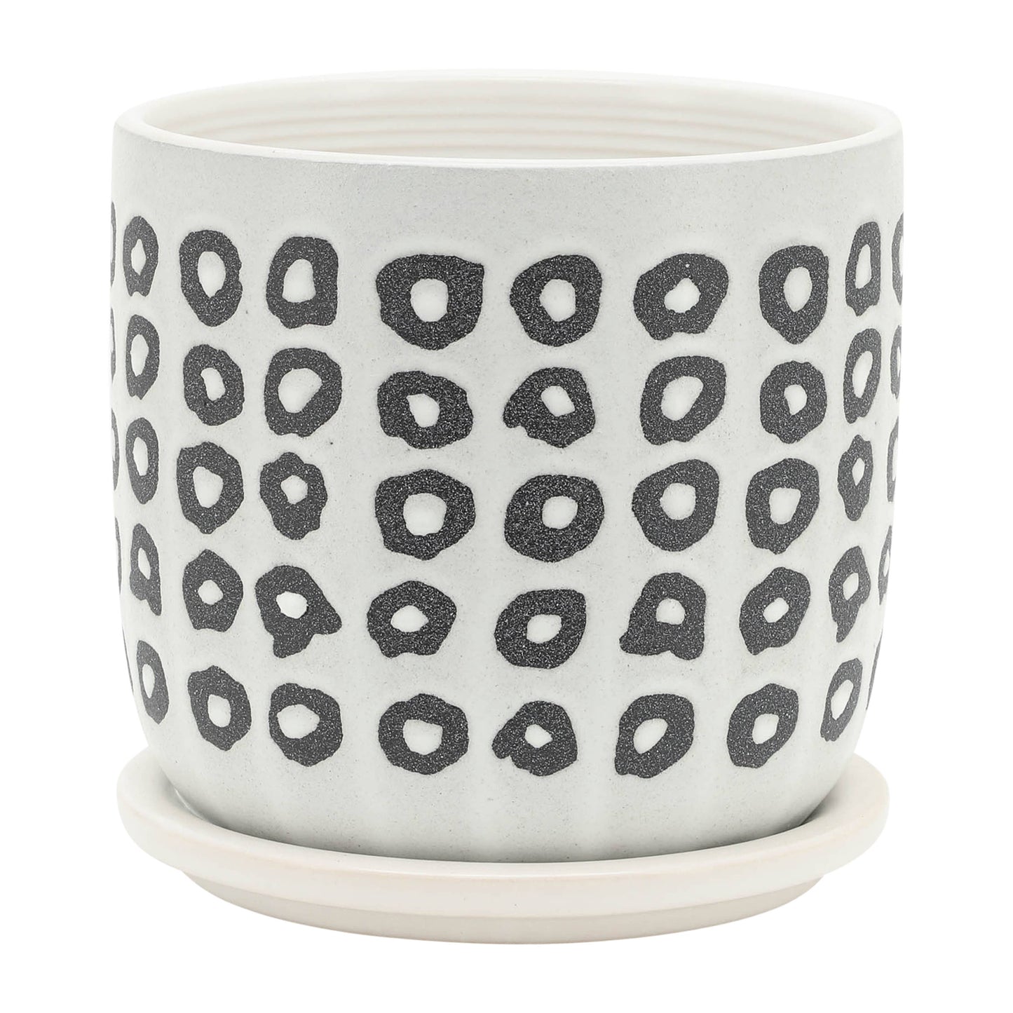Black Ceramic Aztec Planters Two Sizes 5"/6".
