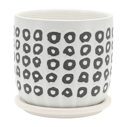 Black Ceramic Aztec Planters Two Sizes 5"/6".