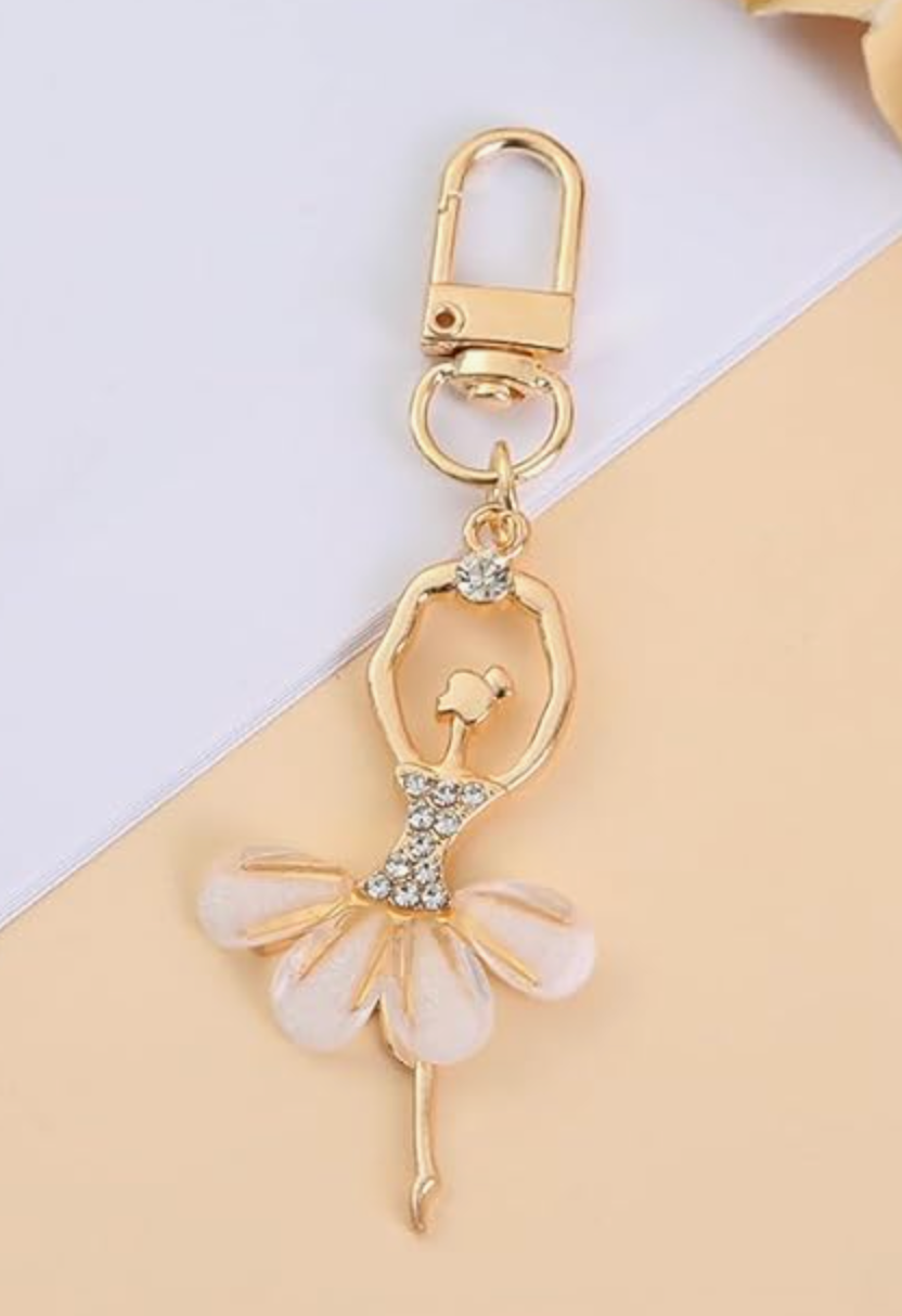 Ballerina Keychain w/ pink ribbon