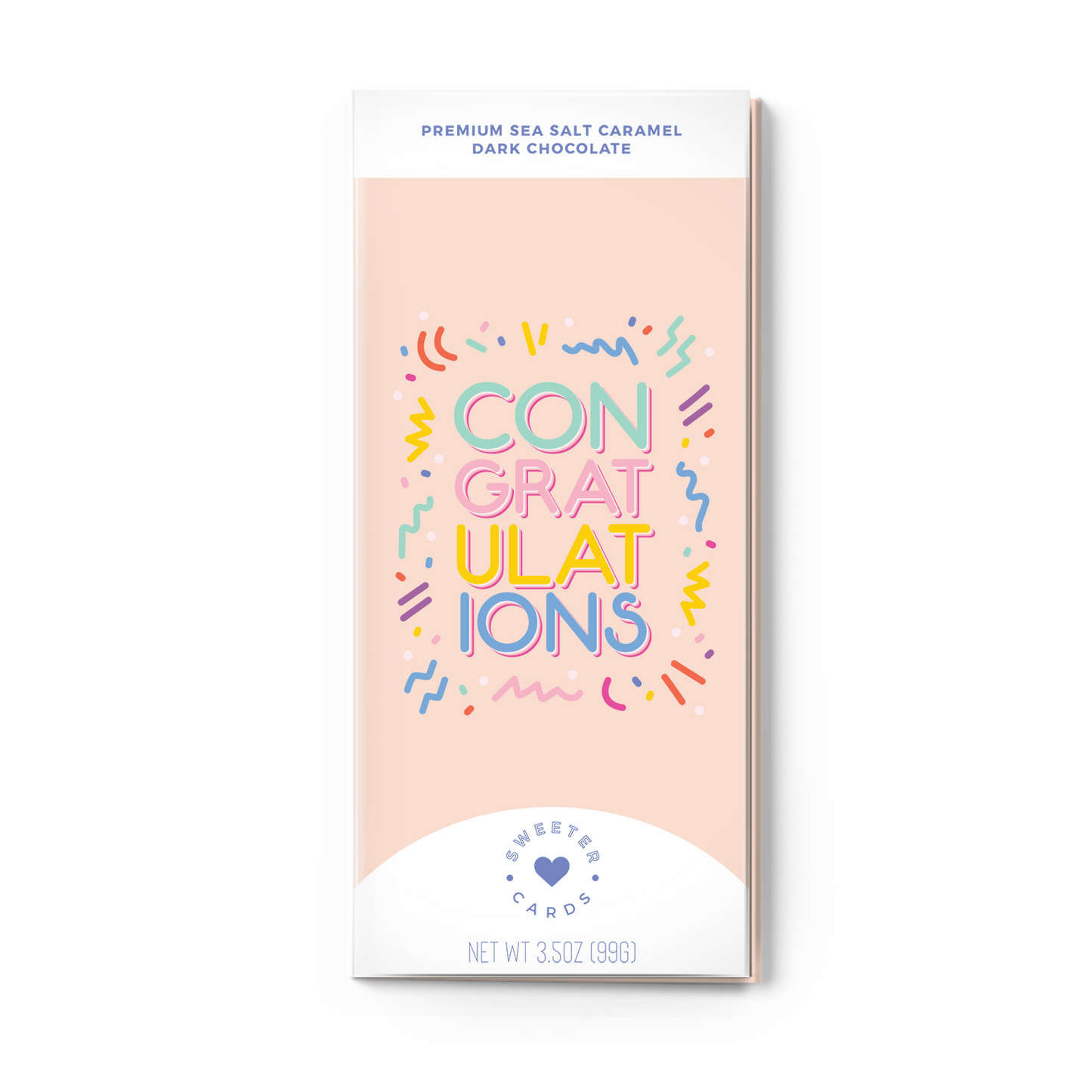 Congratulations Card & Premium Sea Salt Caramel Dark Chocolate Bar