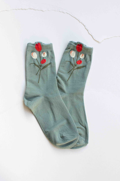 Tulip Bloom Cotton Blend Socks