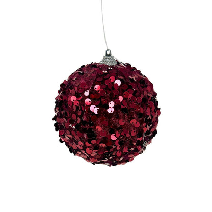 Velvet Sequin Ornament Burgundy 4”
