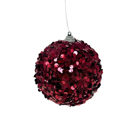 Velvet Sequin Ornament Burgundy 4”