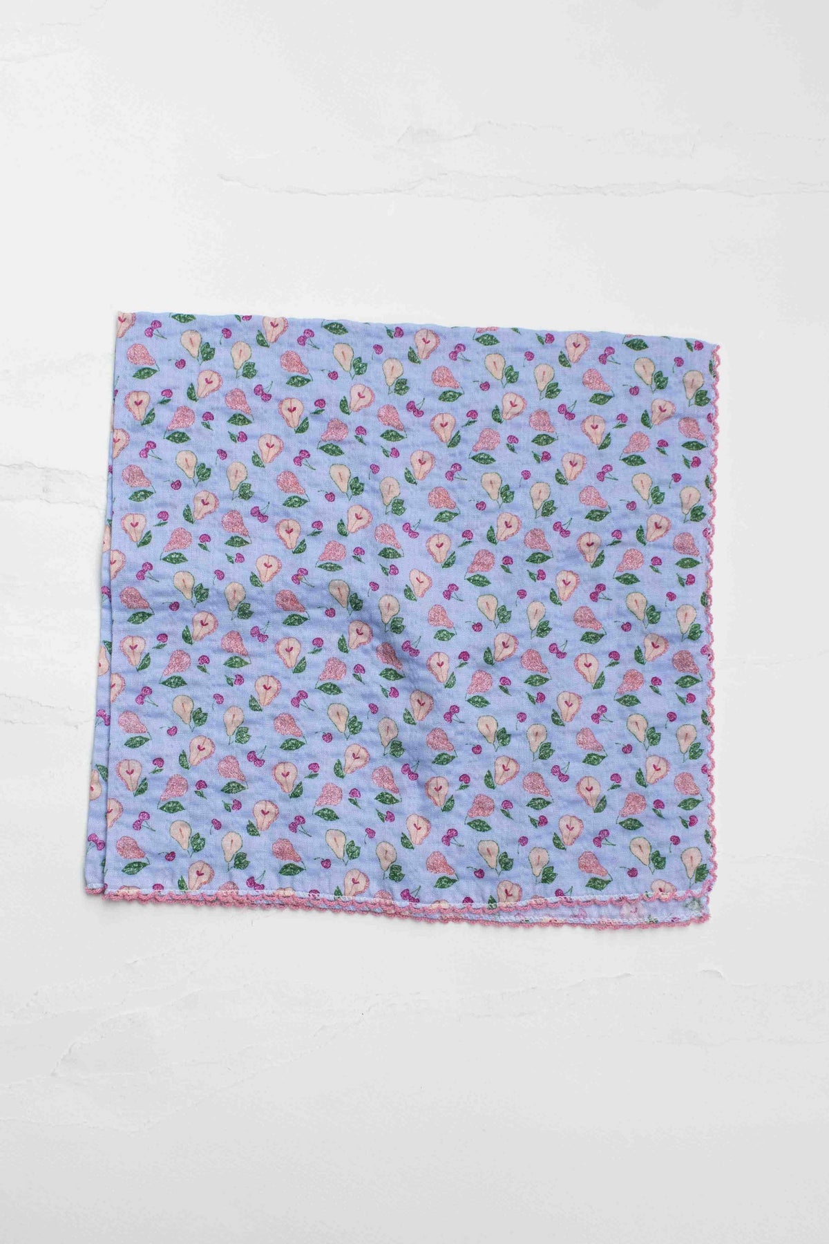 Vintage Pear & Cherry Print Cotton Scarf