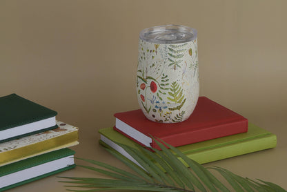 Stemless Insulated Wine Tumbler 12 oz.  - Greens and Flowers