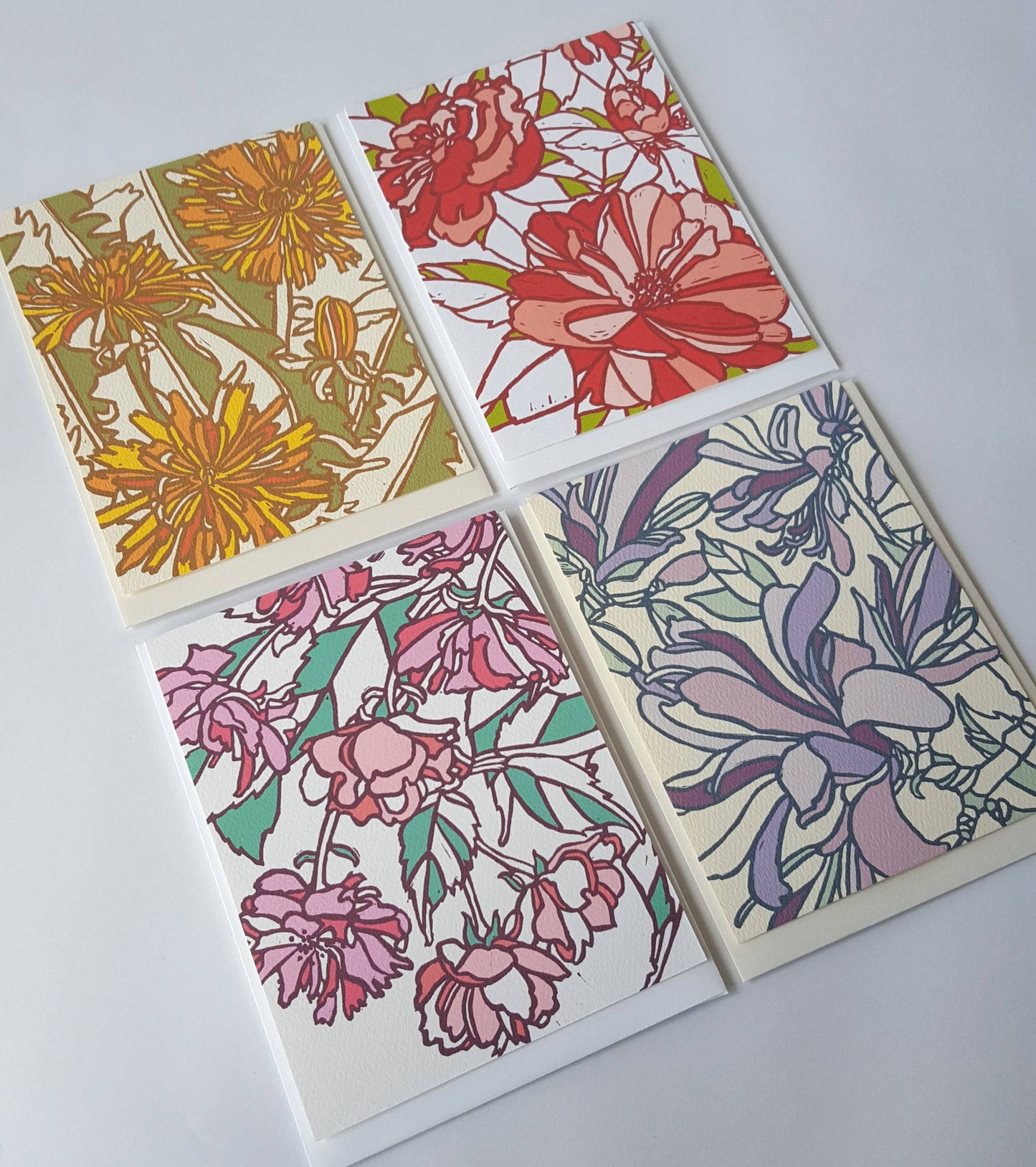 Assorted Flower Blank Note Card Set of 8 / Fine Art Greeting Cards