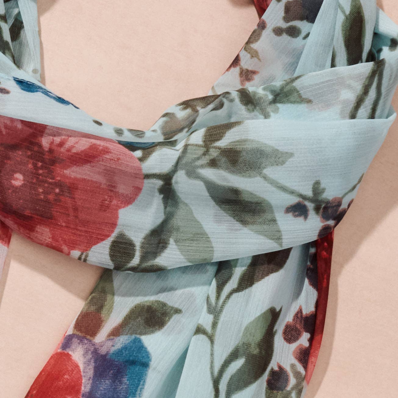 Handcrafted Komal Floral and Leaf Chiffon Scarf